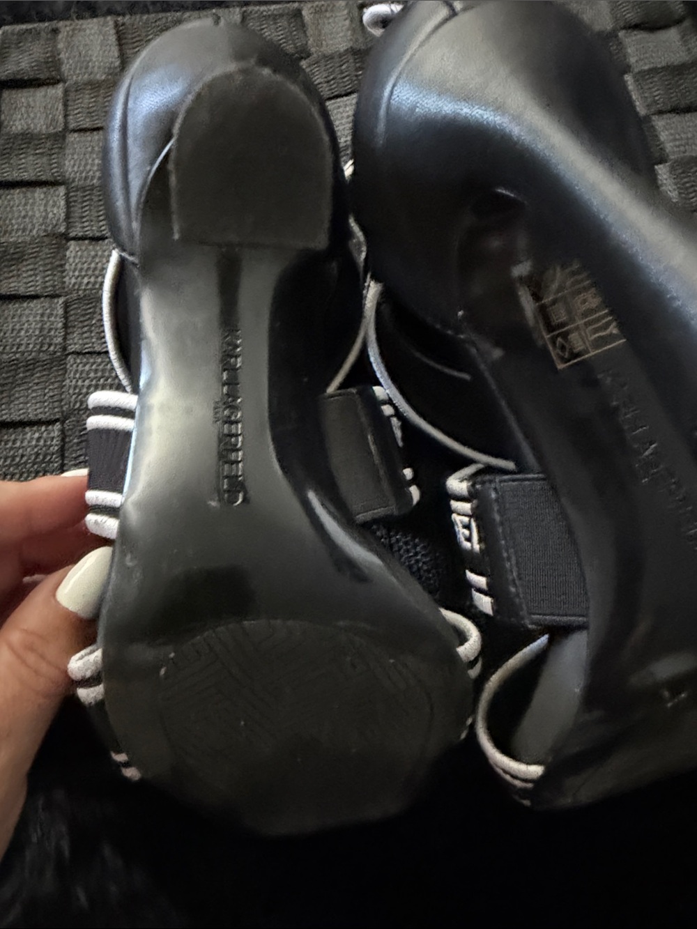 Karl Lagerfeld Black Strappy Logo Heeled Sandals - Picture 8 of 9